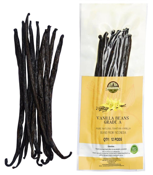 12 Plump Tahitian Vanilla Beans for Making Vanilla Extract, Grade A, From
