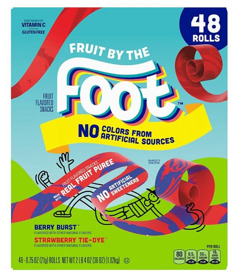 General Mills Fruit by the Foot Variety Pack, Strawberry and Berry Tie Dye, 96