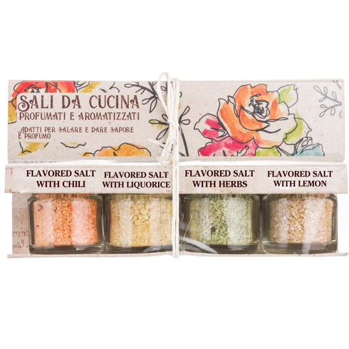 4 Flavor Pack Infused Sicilian Salts "Sali Aromatizzati", Flavored Salt with Herbs, Lemon, Chili, Italian Gifts