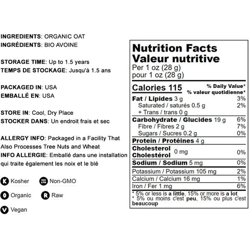 1 Food to Live Organic Oat Flour, Pound - Non-GMO, Fine, Stone Ground from Whole Grain Oat Berries, Kosher, Vegan