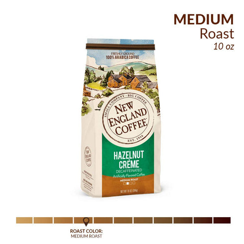 10oz (Pack 3) New England Coffee Hazelnut Creme Decaffeinated Medium Roast Ground Coffee, Bag