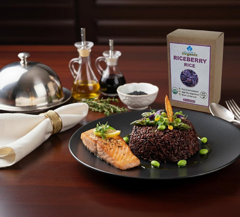 2 LB Organic Riceberry Rice - Purple Thai Black Jasmine Whole Grain - Gluten Free High Fiber Superfood - Non-GMO