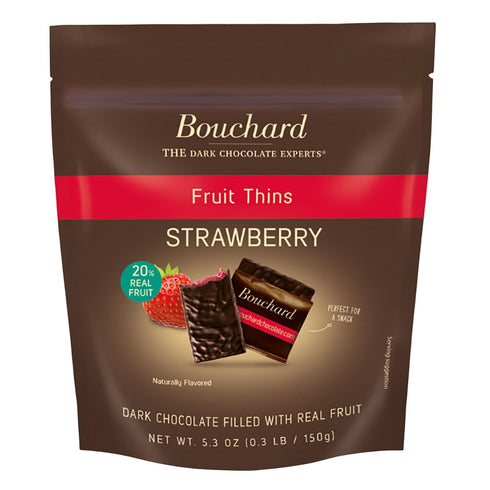 Bouchard Dark Chocolate Strawberry Thins - 5.3 OZ (0.3 LB/150g) (Pack of