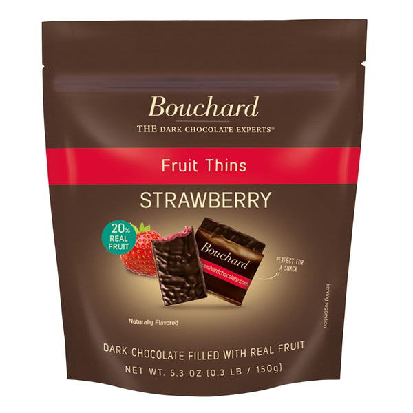 Bouchard Dark Chocolate Strawberry Thins - 5.3 OZ (0.3 LB/150g) (Pack of