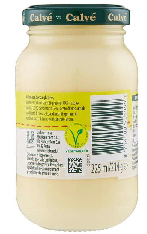 Calv 225ml (Pack 2) 450ml :"Classica" Italian Mayonnaise Jar of Total