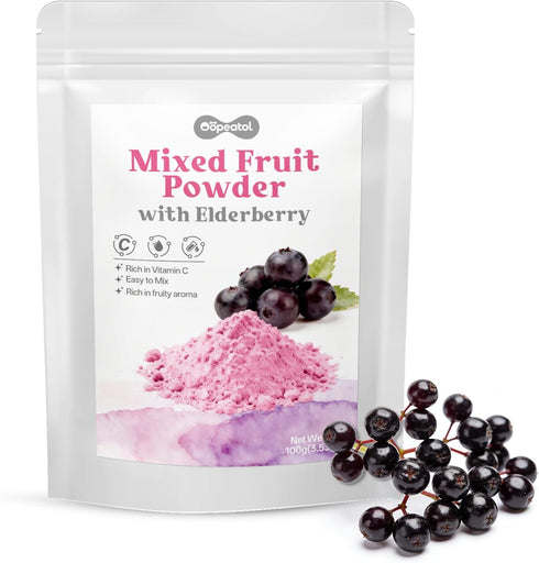 Elderberry Powder - Mixed Fruit Powder with Vitamin C, Sugar Free, No