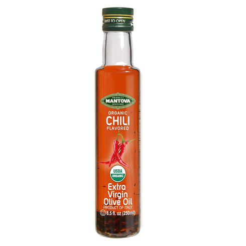 Mantova Chili Organic Extra Virgin Olive Oil, 8.5-Ounce Bottles (Pack of 3),