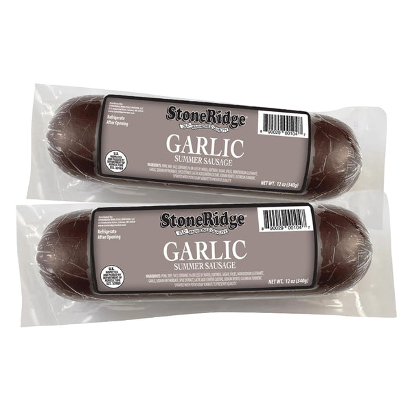 StoneRidge Old Fashioned Summer Sausage, GARLIC 12 oz, 2 Pack