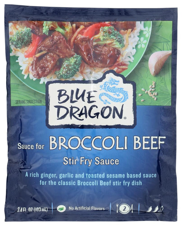 Blue Dragon Stir Fry Sauce, Broccoli Beef - Authentic Rich Sauce with Ginger, Garlic & Toasted Sesame, 3.4 Ounce