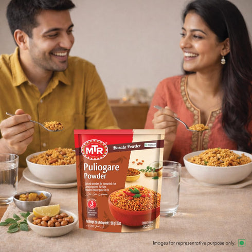 3 Pack 6 MTR Puliogare Powder Authentic Indian Spice Blend of Tamarind, Coconut, Red Chilli, Jaggery, Peanuts