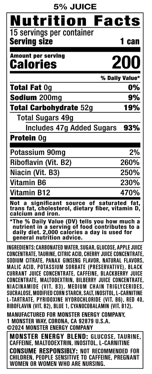 16 Pack 15 Monster Energy Juice Viking Berry, Energy Drink, Ounce | Energy + Juice