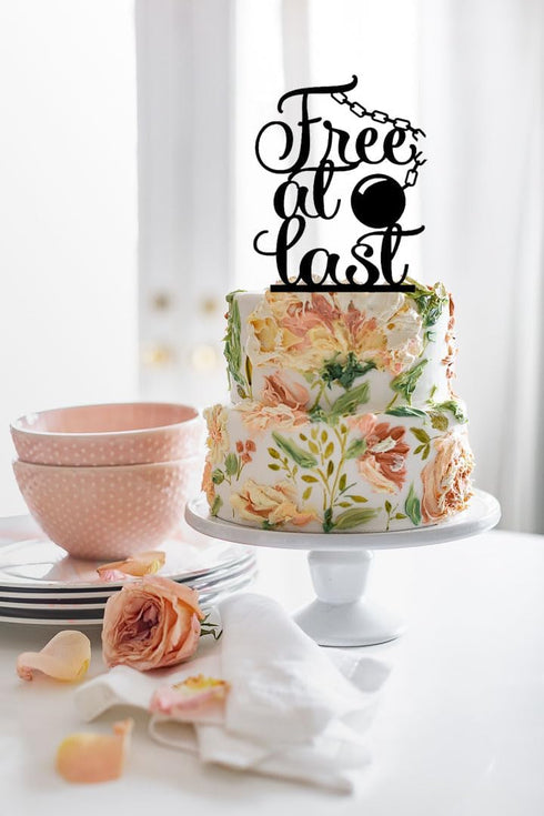 Free At Last Cake Topper - Divorce/Break-up Party Decoration - Finally Done Cake Topper for Bachelor Party