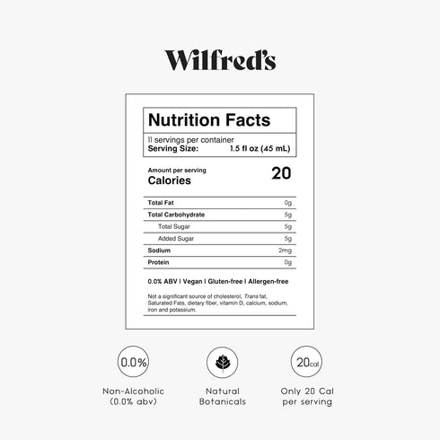 (0.0%) 16.9 oz, 500ml Wilfred's Alcohol-Free Bittersweet Aperitif | Orange, Rosemary & Rhubarb | Non-Alcoholic Spritz