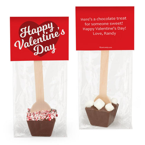 12ct Personalized Valentine's Day Favors Hot Chocolate Spoons Gourmet Milk Chocolate Favors