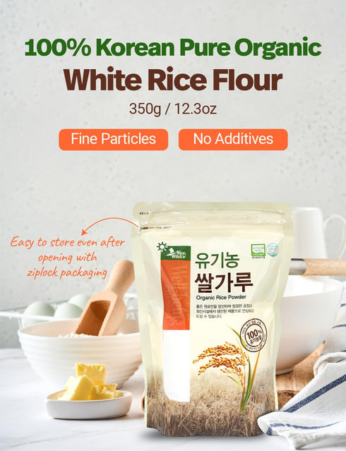 100% 350g/12.3oz Korean Pure Organic Rice Flour - Baking, Cake, Rice Gruel