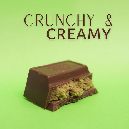 2.47 (Pack 2) Dubai Style Candy Bar, Milk Chocolate with Pistachio and Kadayif Filling, Easter Basket Stuffers, Ounces