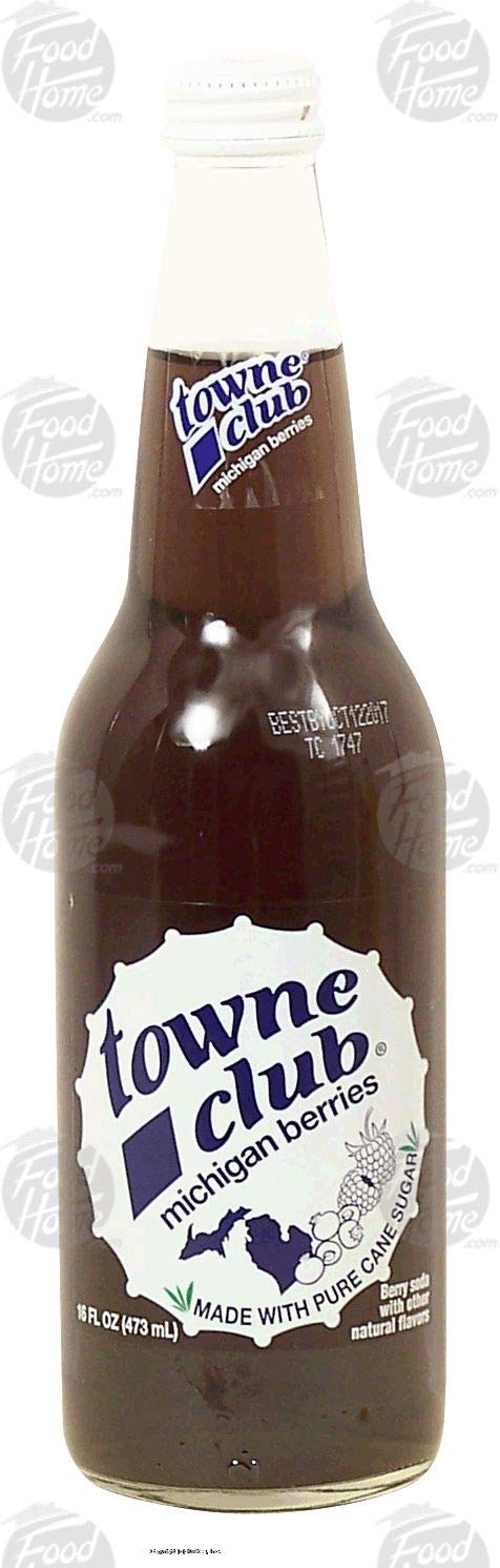 Towne Club soda, mighigan berries, made with pure cane sugar 16 fl oz Glass