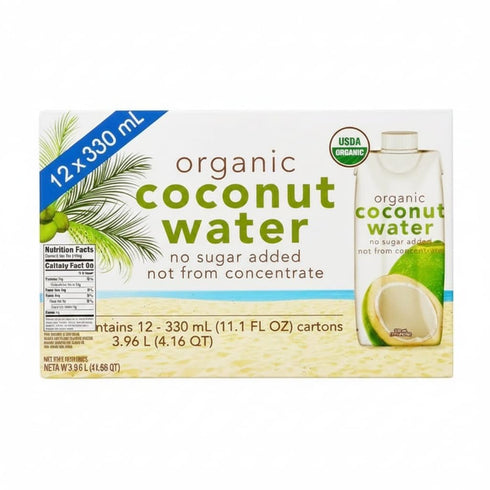 Generic 11.1 oz, 12-count, 100% Organic Coconut Water, fl Organic Coconut Water, No sugar added, Organic Kosher juice