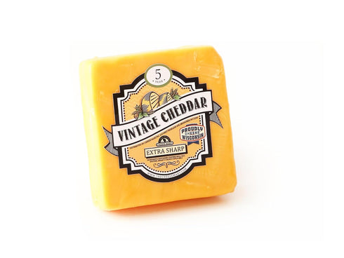 5 (4) 8 oz Aged Yellow Cheddar Cheese - Years | Pieces | Extra Sharp, Bold & Tangy Authentic Wisconsin Cheddar Cheese