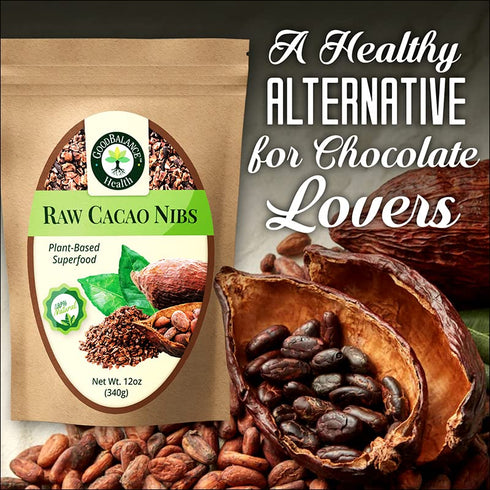 12 Good Balance Health Raw Cacao Nibs, Chocolate Chip Alternative, Perfect for Baking, Smoothies, Plant-Based, Organic