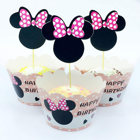 Hongkai 48pcs Cake Cupcake Toppers and Wrappers for Baby Boy Girl First Birthday Decorations, Happy Birthday Baby