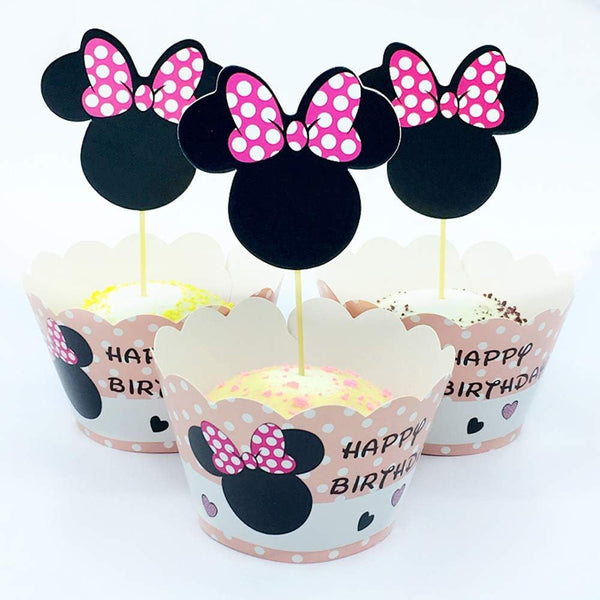 Hongkai 48pcs Cake Cupcake Toppers and Wrappers for Baby Boy Girl First Birthday Decorations, Happy Birthday Baby