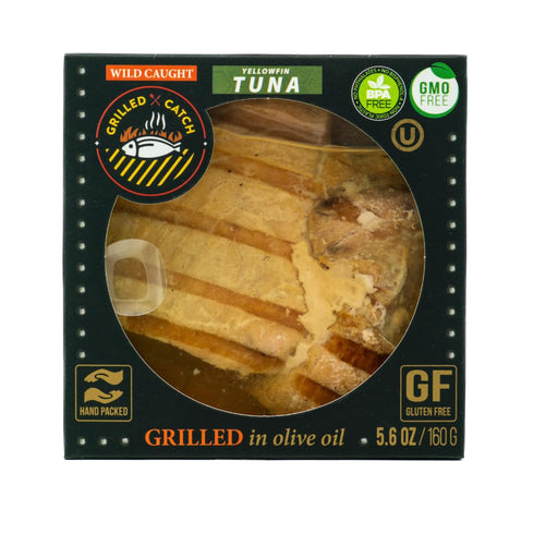 Pack Grilled Catch Canned Fish Variety Wild Caught Mackerel, Grilled Salmon, Yellowfin Tuna & Herring in Olive Oil