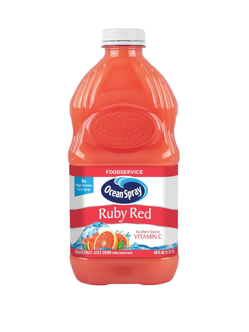 60oz (Pack 8) Ocean Spray Ruby Red Grapefruit Juice, Foodservice, Bottles