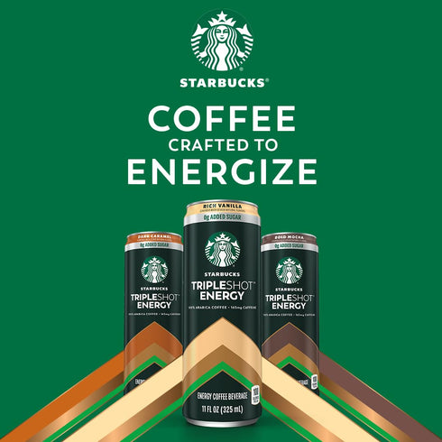 165mg 11 oz (12 Pack) Starbucks Tripleshot Coffee Energy Drink, Mocha, Triple Blend, Caffeine, B Vitamins, Protein