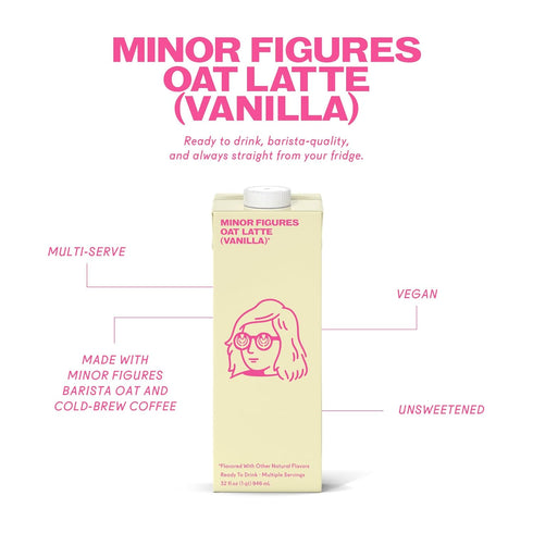 32oz 6 Pack Minor Figures - Oat Latte - Vanilla - Ready to Drink - Multi-serve - Non-GMO - Plant-Based - Vegan
