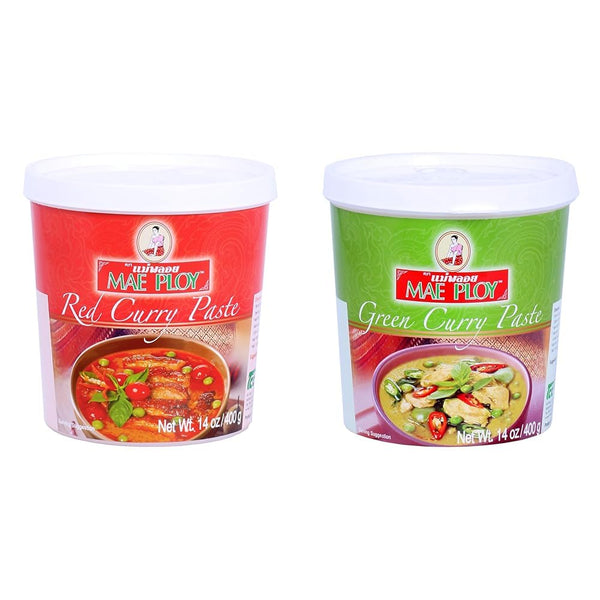 Mae Ploy Thai Curry Paste Bundle - Red and Green Authentic Thai Curry Paste
