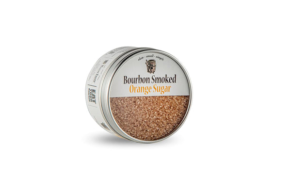 Bourbon Barrel Smoked Orange Sugar Tin, 4oz - Slow Smoked Raw Demerara
