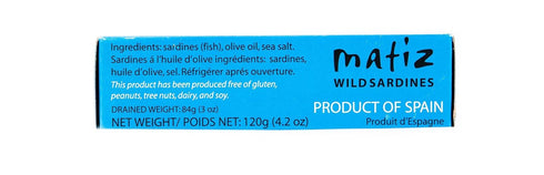 4.2 (Pack 5) Matiz Sardines in Olive Oil, Ounce Can of Spanish Gourmet Wild Caught Natural Fish for Tapas, Snacks