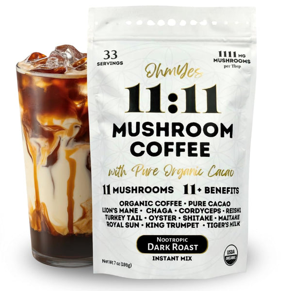 OhmYes Mocha Mushroom Coffee with Pure Cacao | Organic 11 Mushroom Adaptogen
