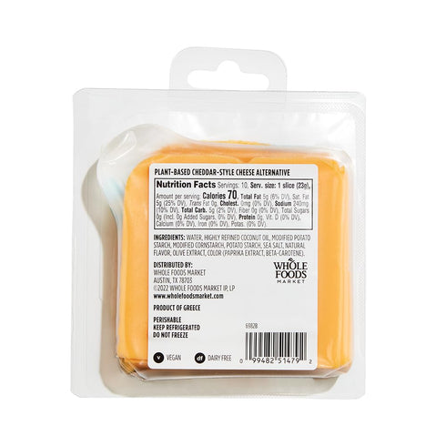 365 by Whole Foods Market 8 OZ Non Dairy Cheddar Cheese Slices
