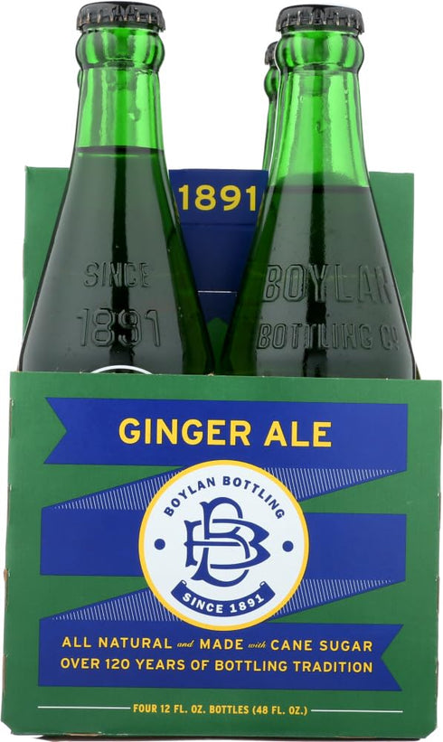 Boylan Bottling Pure Cane Sugar Soda Pop, Ginger Ale, 12 oz Glass