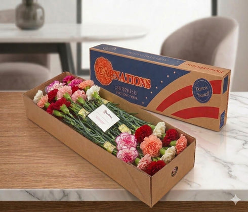 50 Pack FlowerPrime Valentine's Day Carnations - Fresh Natural Cut Flowers Special Holiday Variety