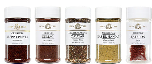 India Tree Mediterranean Spice Gift Pack - Aleppo Pepper, Sumac, Za'atar, Ras