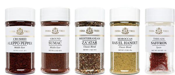 India Tree Mediterranean Spice Gift Pack - Aleppo Pepper, Sumac, Za'atar, Ras