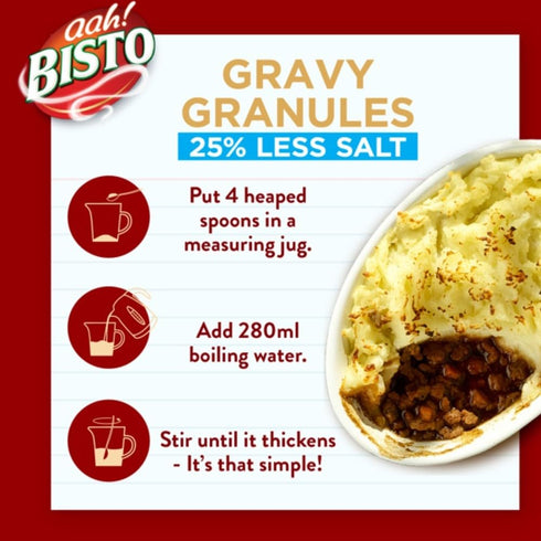 190 (Pack 1) Bisto Reduced Salt Beef Gravy Granules, Great with Beef g Drum