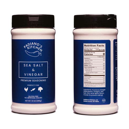 10 oz, Sea Salt & Vinegar Seasoning, Premium Dye-Free Spice Blend from Padiano's Kitchen, Made in USA