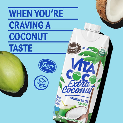 16.9 Oz (Pack 12) Vita Coco Organic Coconut Water, Pressed, More "Coconutty" Flavor, Natural Electrolytes, Vital