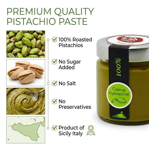 100% 6.7 oz (190g) Alma Gourmet Pistachio Butter Pure Pistachio Paste, Unsweetened Pistachio Cream Spread, Single