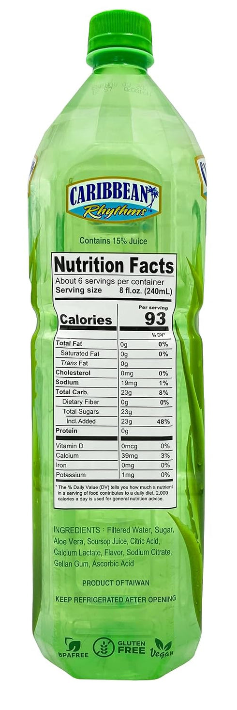 CARIBBEAN RHYTHMS 1.5L (Pack 4) Aloe Vera Drink with Aloe Pulp, Soursop
