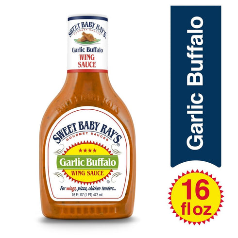 16 Oz (Pack 2) Sweet Baby Rays Garlic Buffalo Wing Sauce, Fl