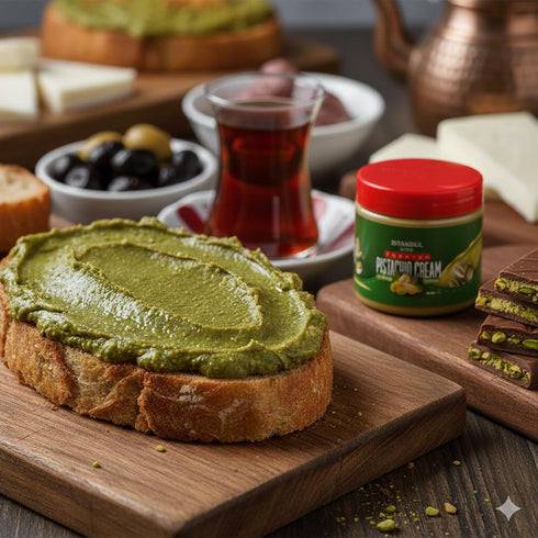 Istanbul Bites 8oz-225 25% Premium Pistachio Cream Spread | gr Jar | Perfect for Dubai Chocolate Bar | Vegan