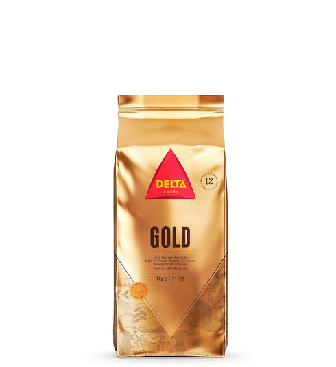 Delta Cafs Gold Whole Bean Coffee 1kg/35.2oz, Intensity 12, Arabica Roasted -