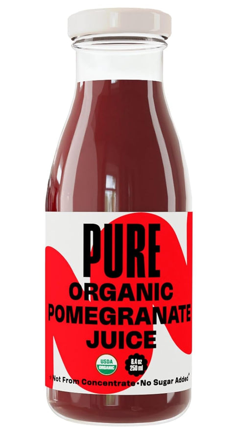 8.4 (Pack 12), Pure Pomegranate Juice, Ounce Bottle of Cold Pressed Organic Juice, Non-GMO, No Sugar Added, Not from
