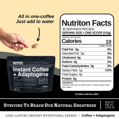 (1, 30 Strong Coffee Co. Instant Black Coffee | Premium Organic Coffee with Nootropics & Adaptogens, NeuroFactor