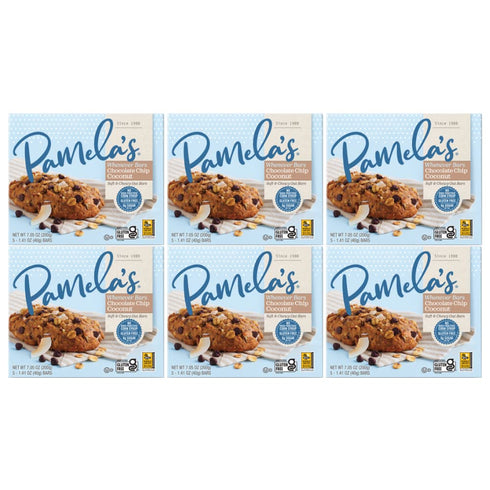 Pamelas Whenever Bars, Chocolate Chip Coconut, Gluten-Free Oats, 7.05 oz. (Pack of
